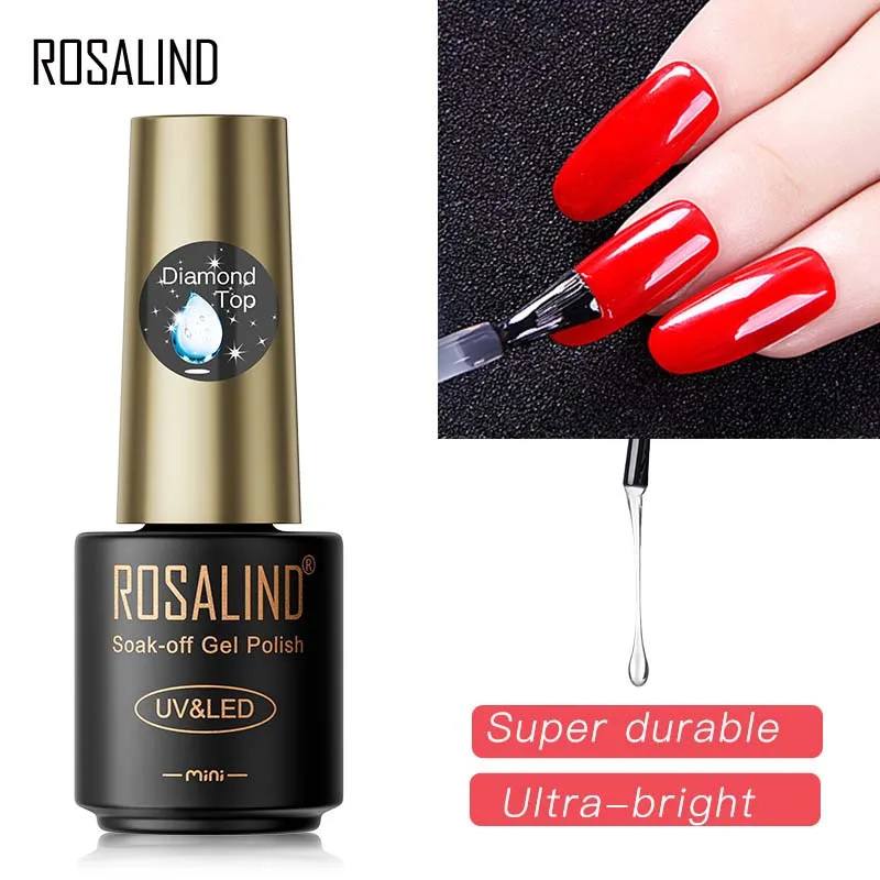 Rosalind Diamond Top Coat Gel Nail Polish Reinforce Rubber Base Top Coat Gel Semi Permanent UV Led Cure Nail Art