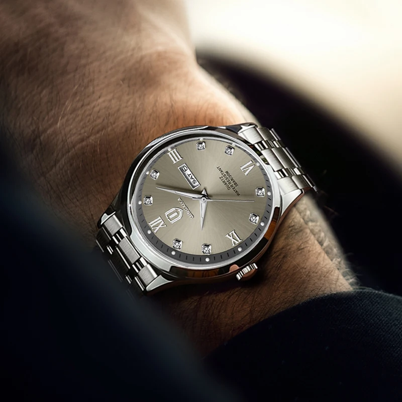 QINGXIYA marque 2025 montre à Quartz de luxe pour hommes en acier inoxydable étanche lumineux semaine Date hommes montres Relogio Masculino