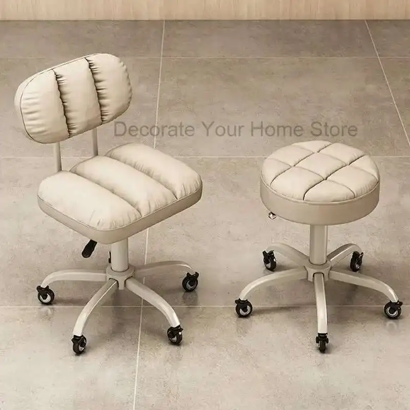 

Professional Aesthetic Hairdressing Chair Swivel Simple Rotating Barber Chair Wheels Coiffeur Stuhl Salon Furniture MQ50BC