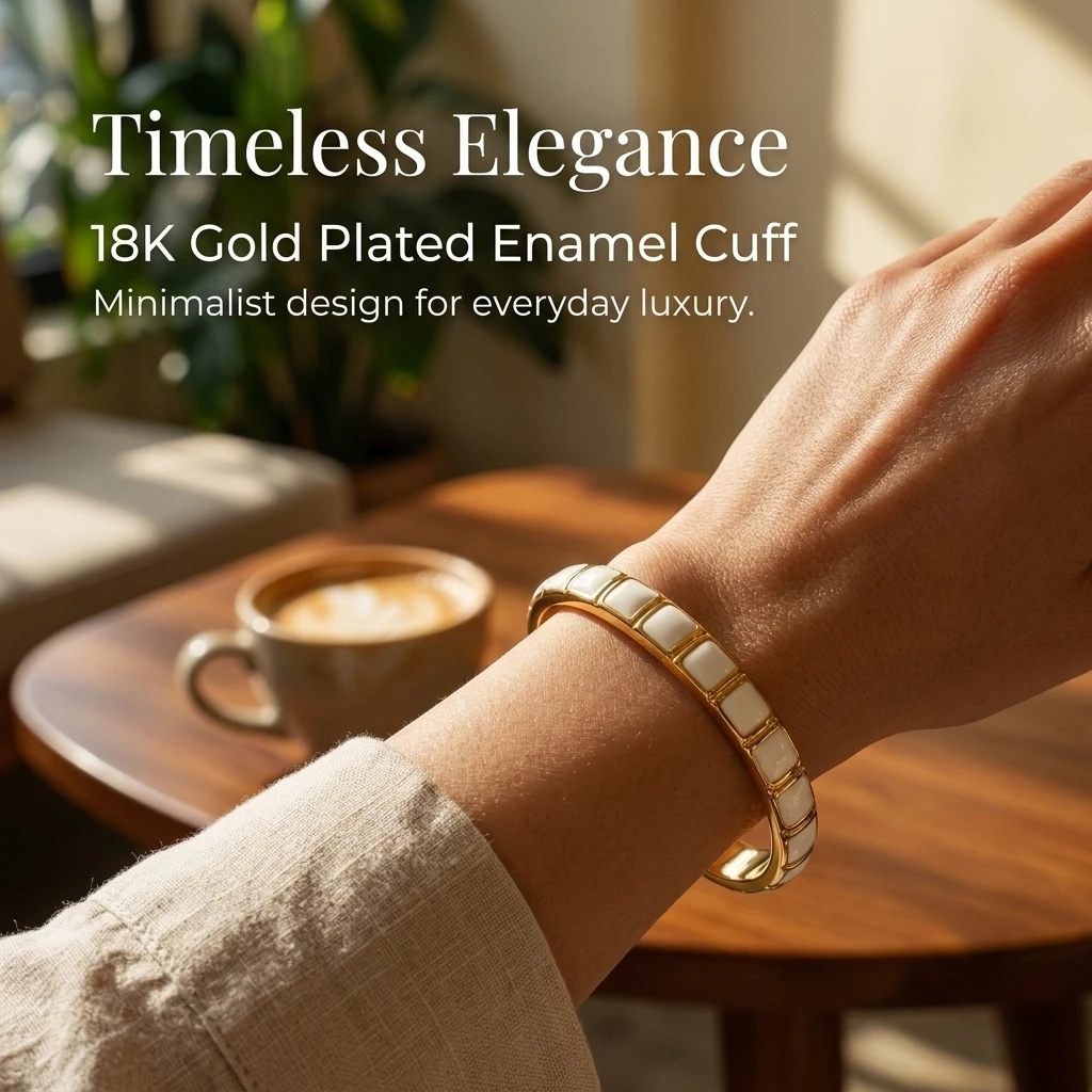 New colorful Enamel Open Cuff Bangle, Gold Tone Abstract Geometric Statement Bracelet, Tarnish-Resistant Daily Jewelry for Women