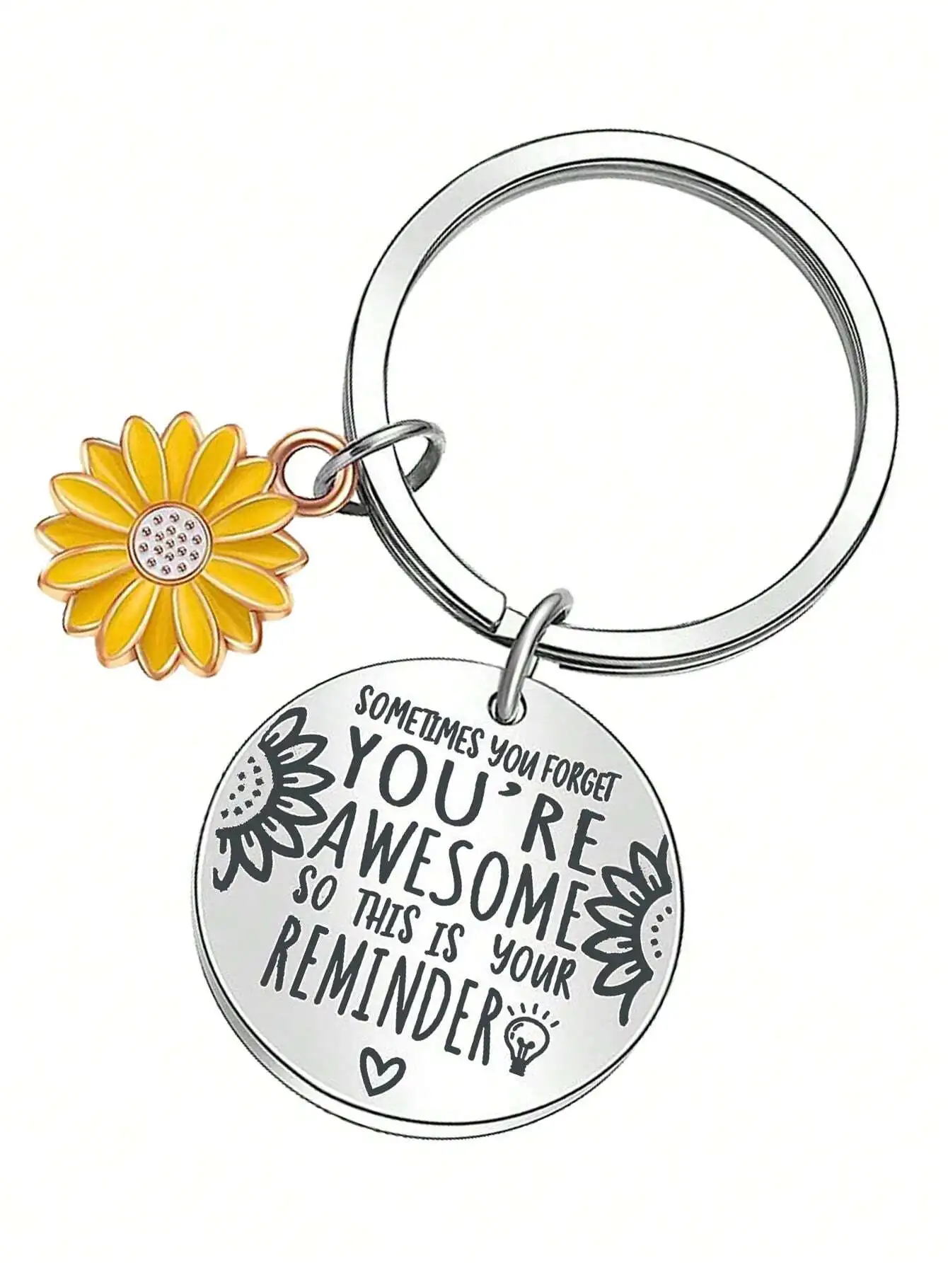 1pc Inspirational Women's Girls' Sunflower Charm Slogan Sometimes You Forget You Are Awesome This Is Your Remind Carved Pendant