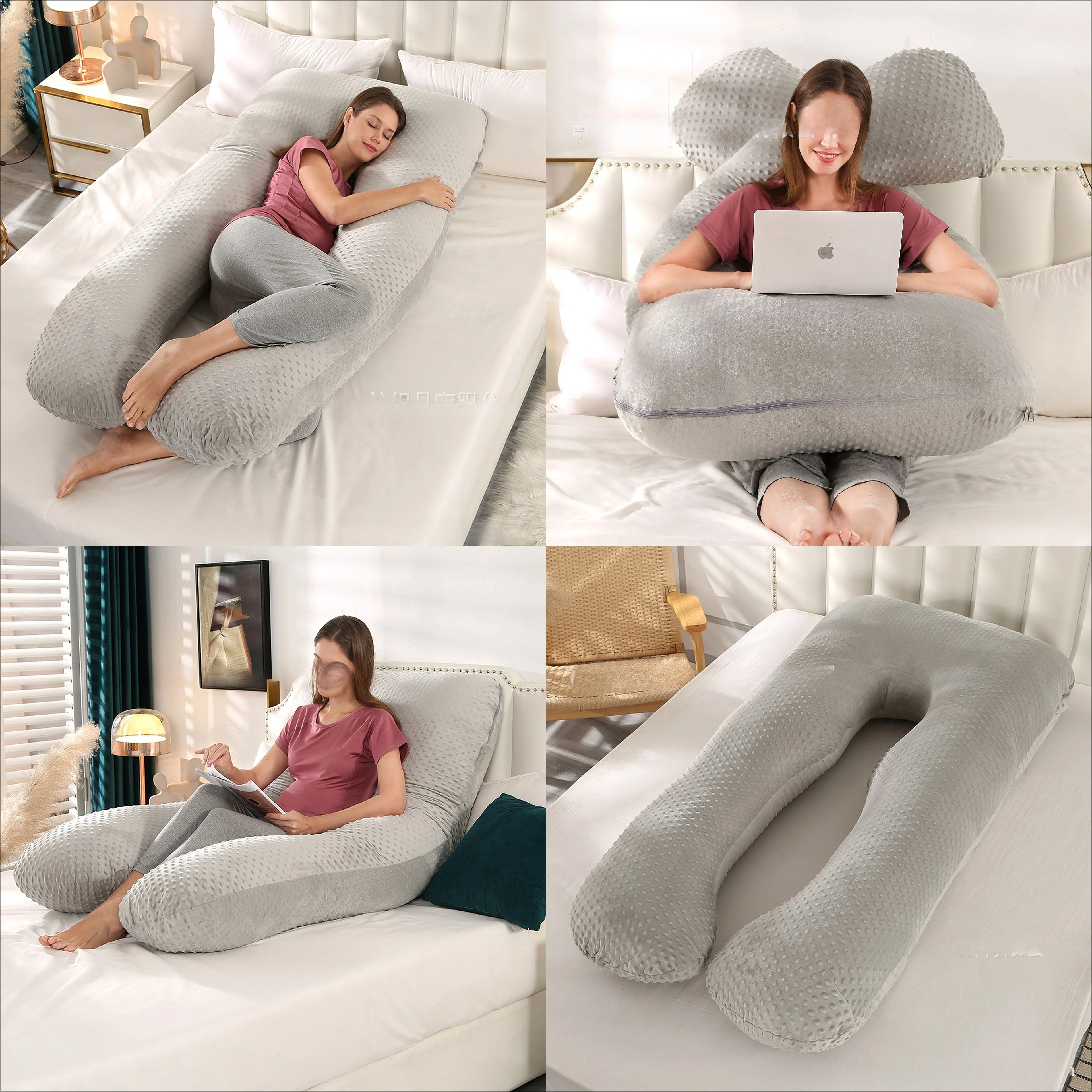 Amazon eBay Solid Velvet U-Shape Pregnancy Pillow Body Support Maternity Side Sleeper Bolster