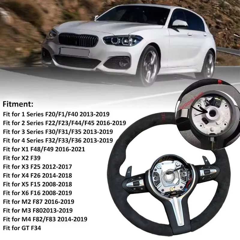 Met Carbon Trim Volledige Alcantara Stuurwiel voor BMW F01 F10 F20 F22 F30 F31 F32 M2 F87 M3 F80 M4 F82 F90 X5 F15 F16