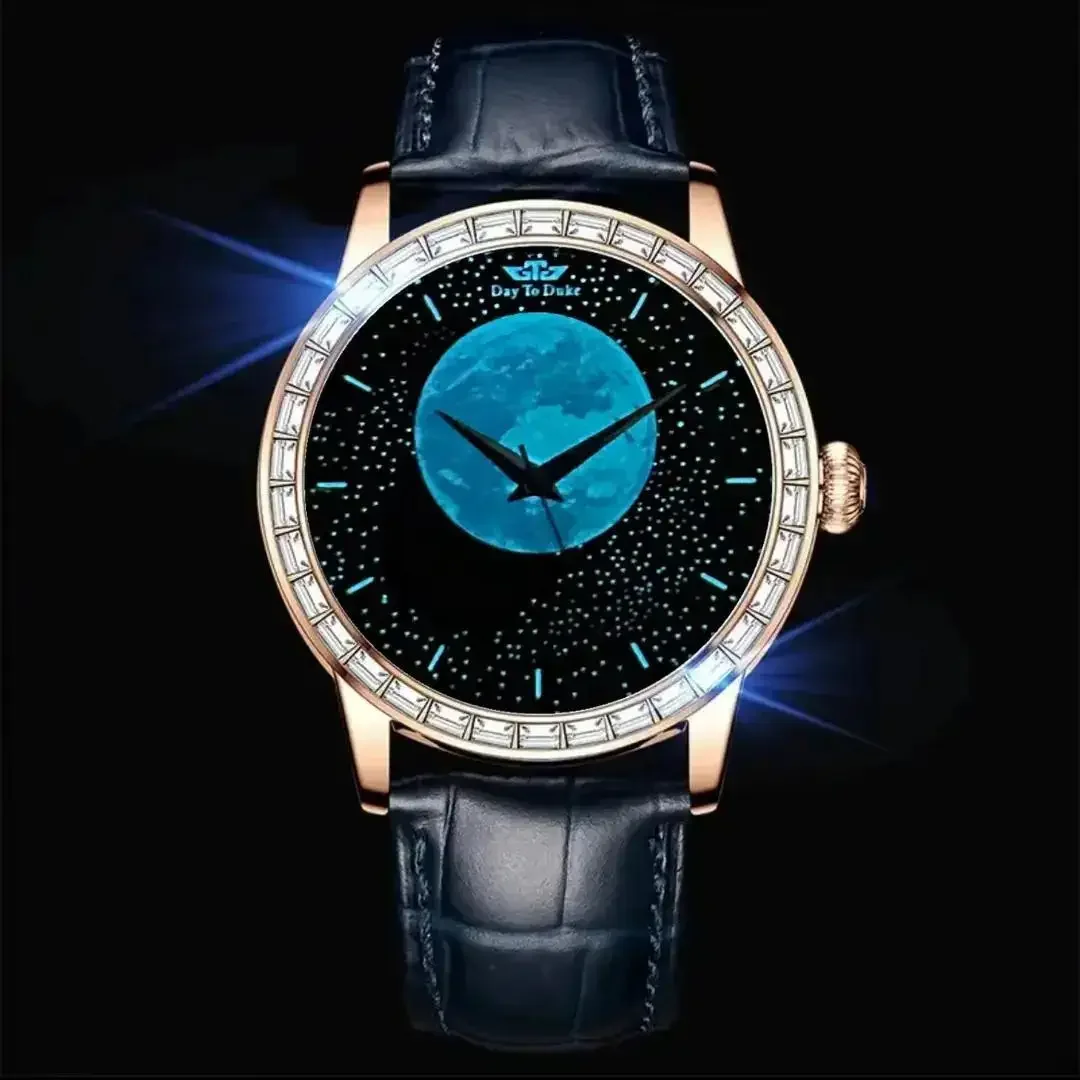 Counter Genuine DAY TO DUKE Automatic Mechanical Watch Luminous Waterproof Romantic Planet Mechanical Watches