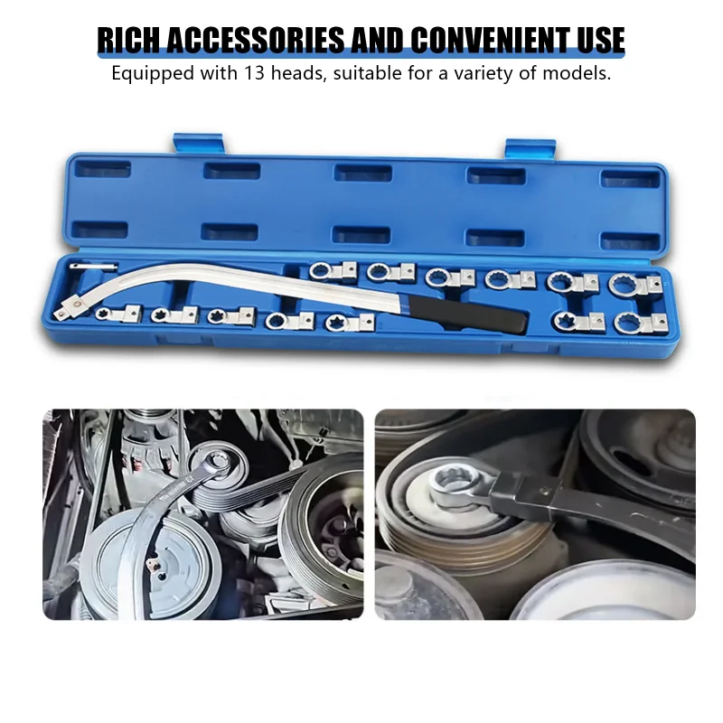 

Ремень регулировки ремня двигателя, удаление установки, регулировка натяжного ключа, инструменты с адаптерами привода E10 12, 14, 16, 18