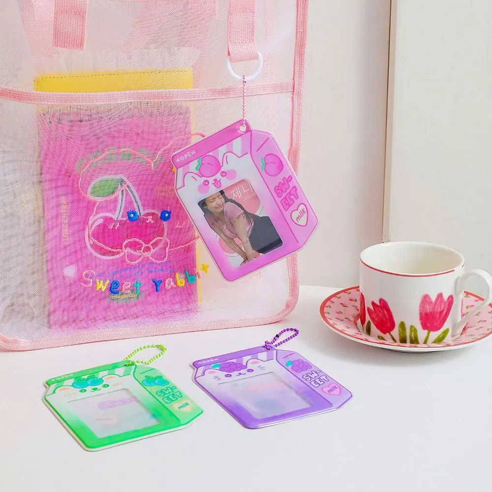 

Cute 3-inch Photocard Holder PVC Milk box Card Case Transparent Card Sleeve Student