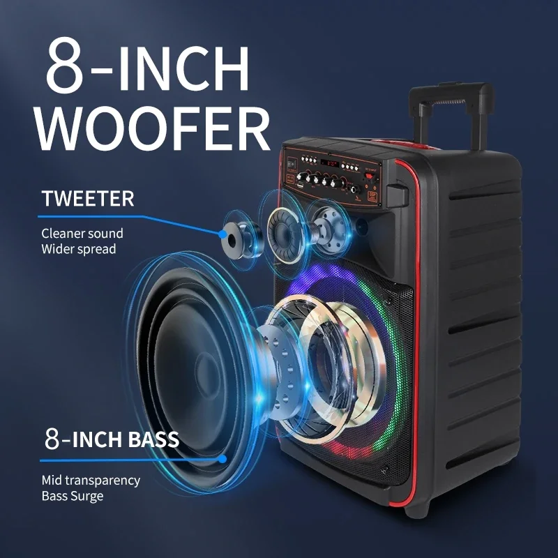 N-620 Professionele Draagbare 8-Inch Blue Tooth Party Speakers LED Verlichting Square Dance Trekstang Geluid Prestaties Thuis Ktv Geluid