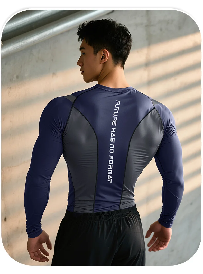 Spring Men Bodybuilding Sports T-Shirt Quick Dry Running Shirt Long Sleeve Compression Top Gym T Shirt Men Fitness Tight Rashgad image 6