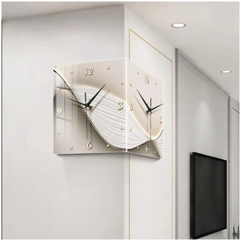 Modern Creative Double-Sided LED Illuminated Wall Clock Abstract Design for Easy Install Home Decoration for Living Room Bedroom