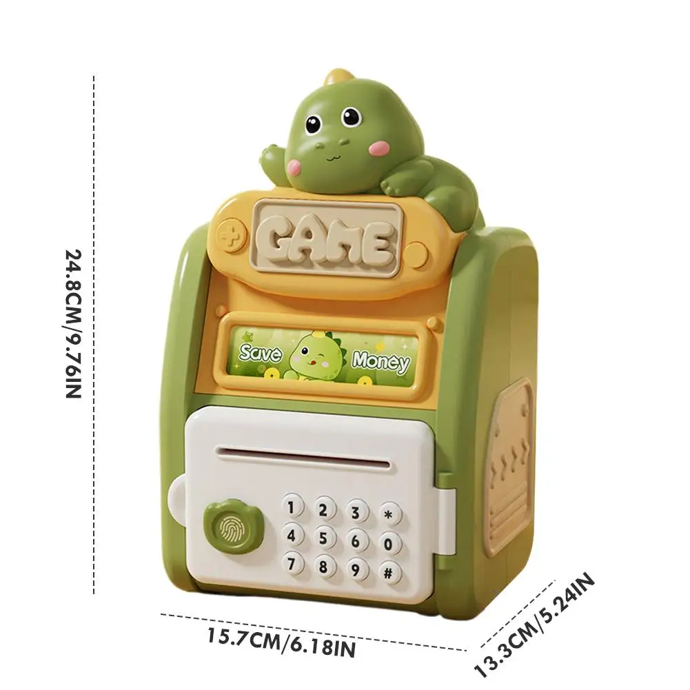 Urocza skarbonka w kształcie zwierzaka, wielofunkcyjna, realistyczna skarbonka na hasło z odciskiem palca, automatyczne zwijanie monet z realistycznym efektem dźwiękowym.