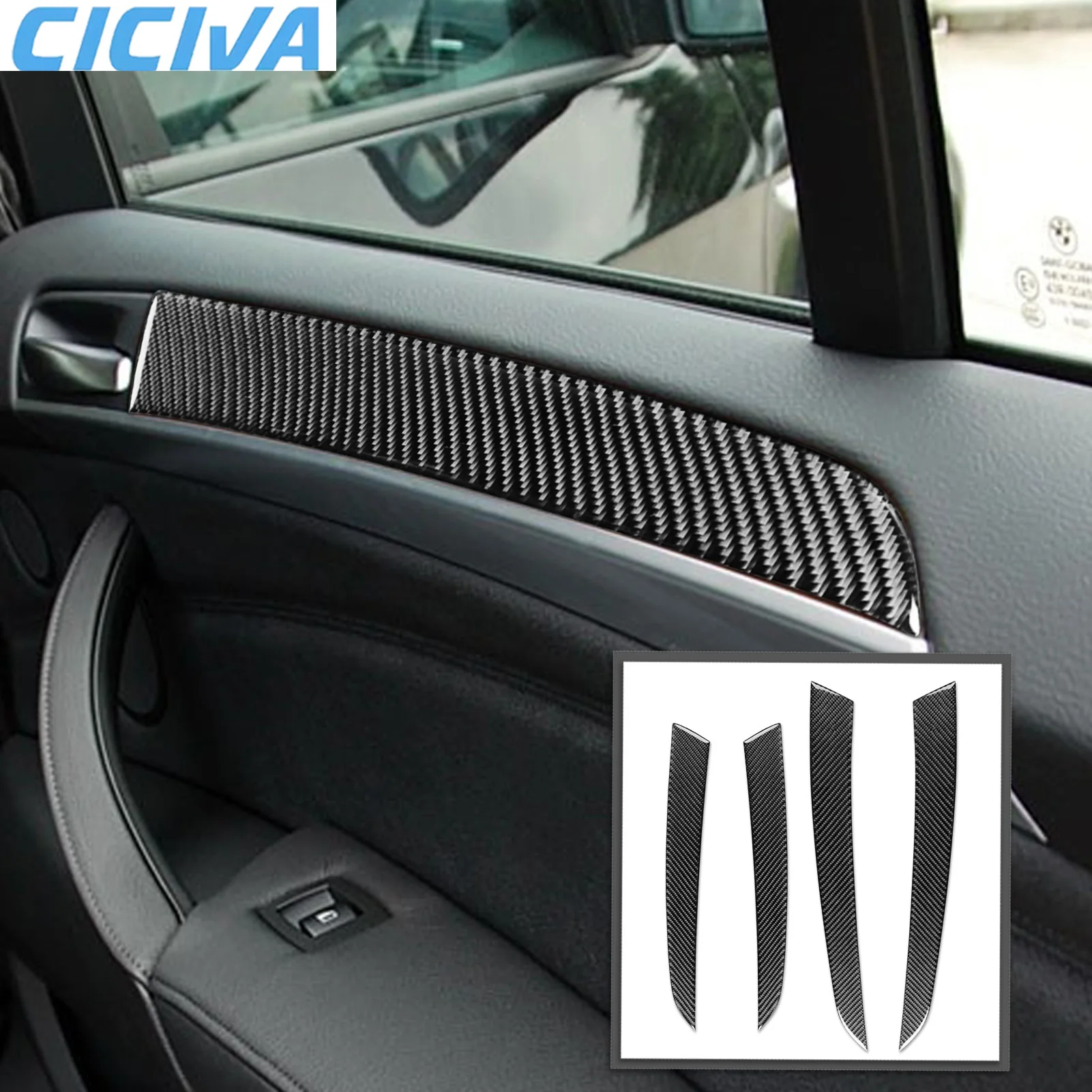 

For BMW X5 E70 2007 2008 2009 Car Accessories Interior Door Armrest Handle Window Panel Carbon Fiber Cover Stickers Auto Trim