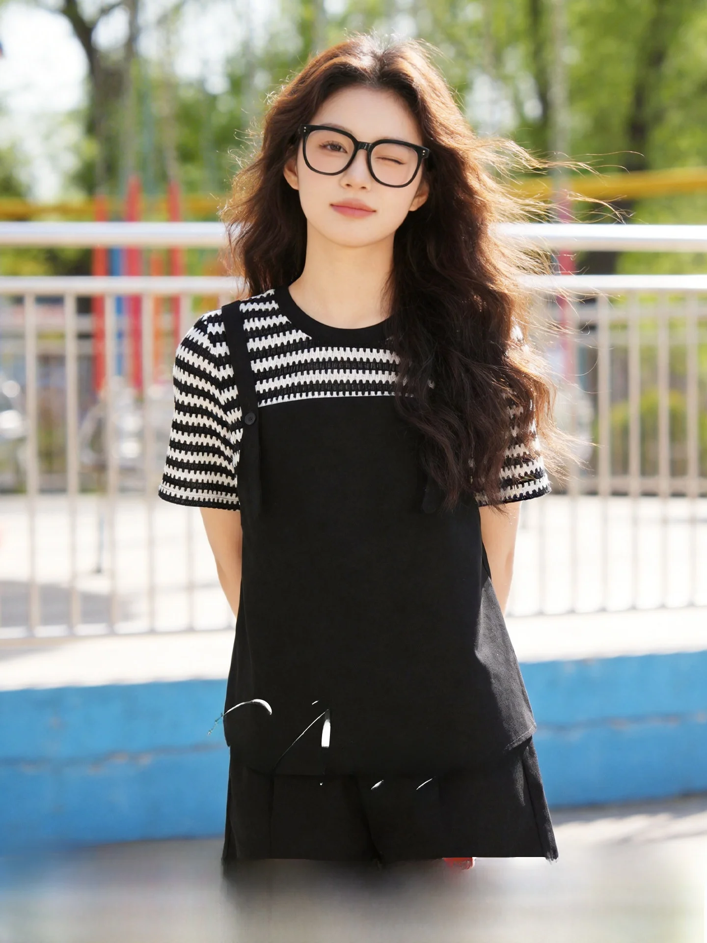 

plus Size Women's Casual Striped Patchwork Top Shorts Two-Piece Set Summer Fashion Ensemble Polyester Fiber Universal Fit