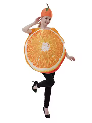 Halloween Funny Fruit Slice Costume Adult Orange Play Costume Vegetable Party Bar Performance Costume for Women Man