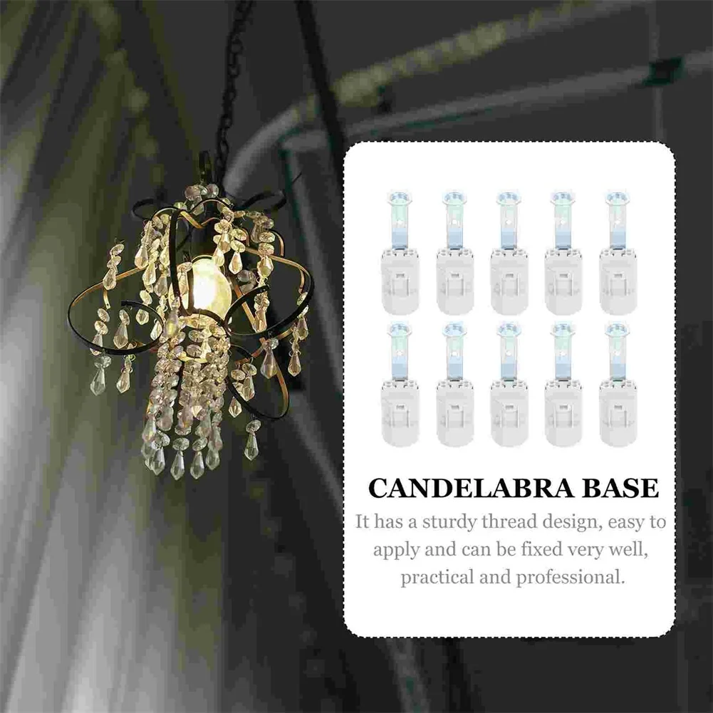 10pcs White E14 Lamp Holders Screw Socket Candelabra Base Replacements For LED Bulb Ceiling Light Chandelier Wall Lamp Fixture