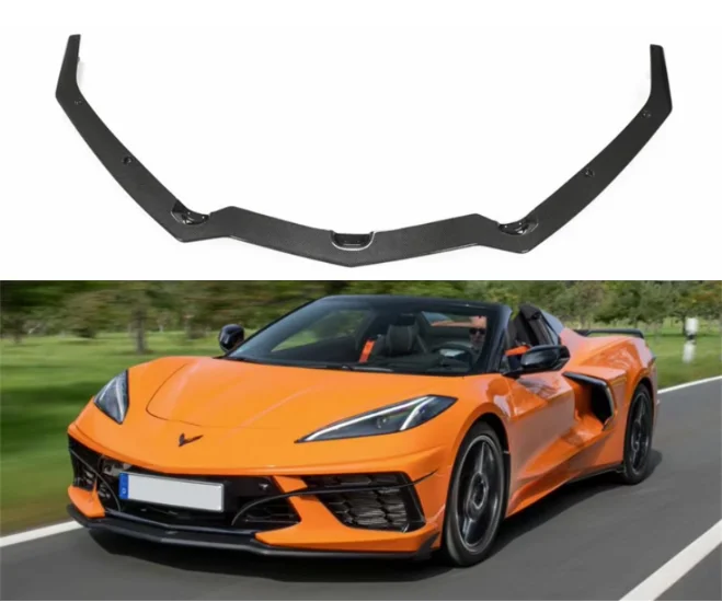 For Chevrolet Corvette C8 2020 2021 2022 2023 Real Carbon Fiber Car Front Bumper Splitters Lip Spoiler