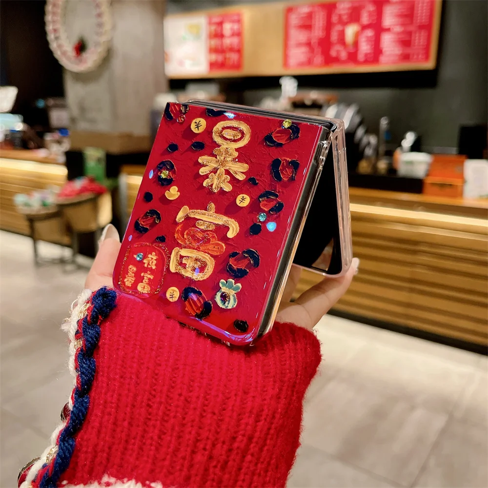 For Motorola Moto Razr 70 60 Pro 50 Ultra Chinese Style Shockproof Phone Case Jewelled PC Hard Shell Protect Back Cover