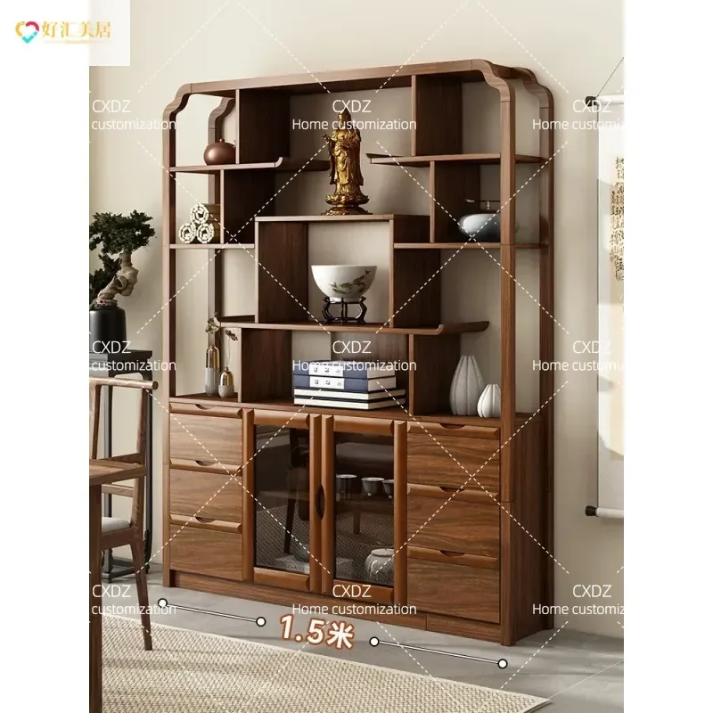 Small Chinese Style Entrance Living Room Office Partition Display Stand Bogu Shelf Color Ornament Bookshelf Tea Set Rack