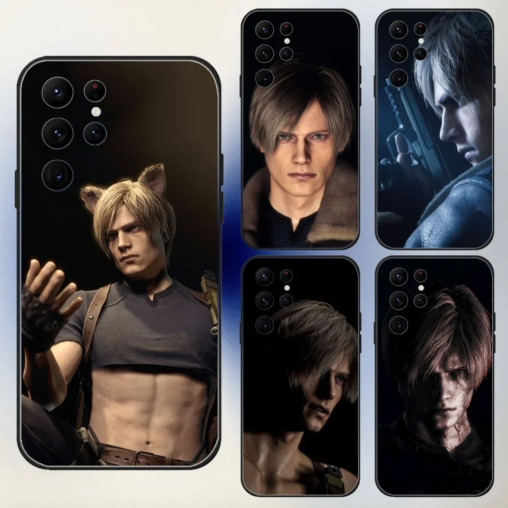 

Leon R-Resident Kennedy Evil 4 Phone Case For Samsung S24,23,22,30,21,10,9,Ultra,Plus,Lite,FE,5G Black Soft Case