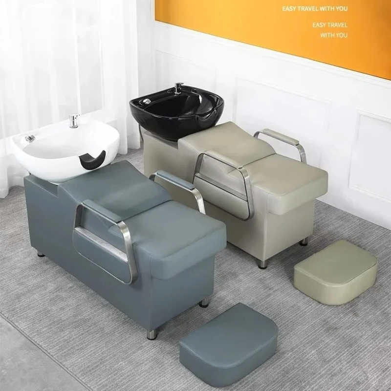 كرسي شامبو فاخر مغذي، دش احترافي إسكندنافي محمول مصمم لغسل الشعر، أثاث Cadeira De Barbearia