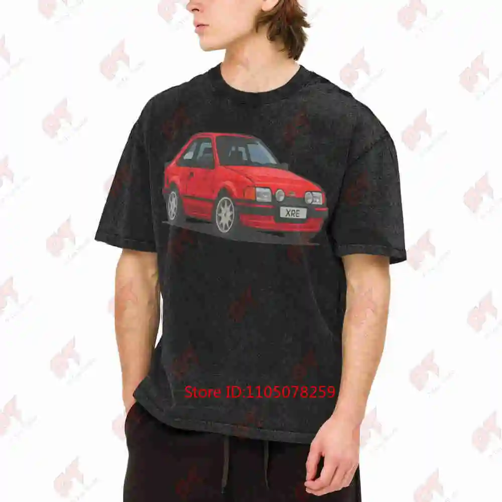 Escort XR3I Caricature Classic Car Petrolhead Vintage Washed Tee Pure Cotton T-Shirt