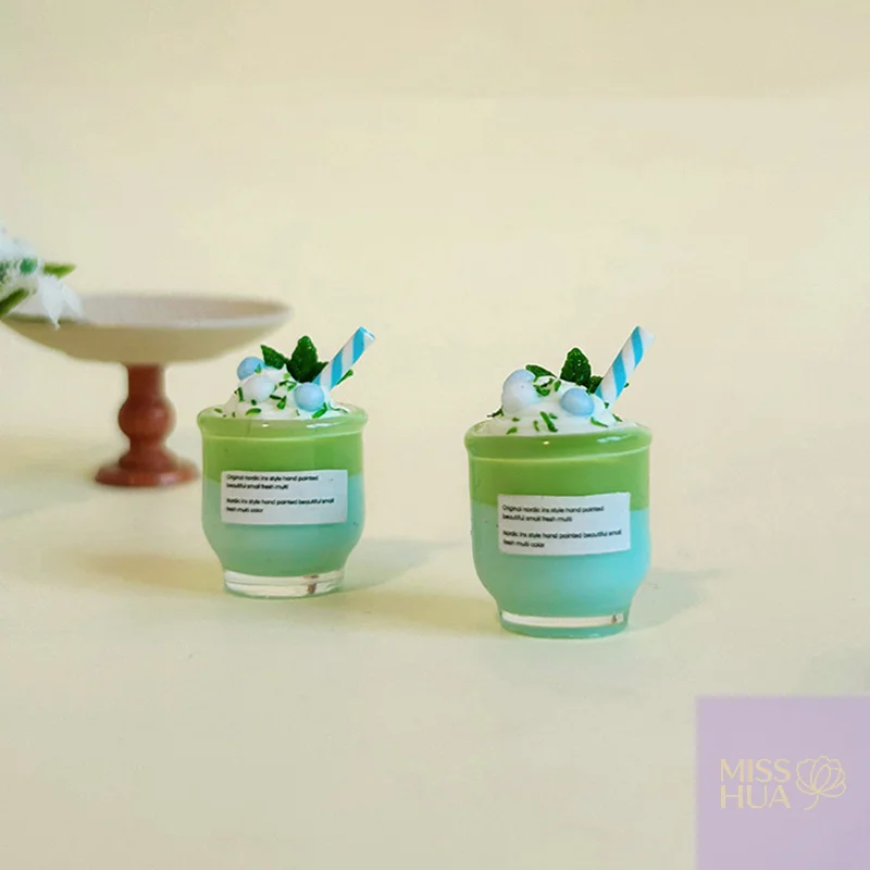 ชุดถ้วยเครื่องดื่มนมมิ้นต์บ้านตุ๊กตา 1/12 น่ารักสำหรับการเล่นที่ใช้จินตนาการ