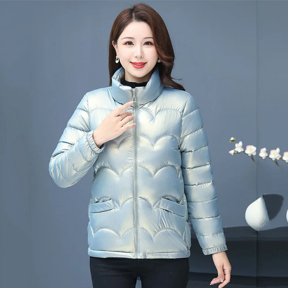 Winter Bright Washable  Cotton-padded Jacket  New Fashion Collar Coat Female Korean Version Of Loose Down Cotton-padded Jacket .