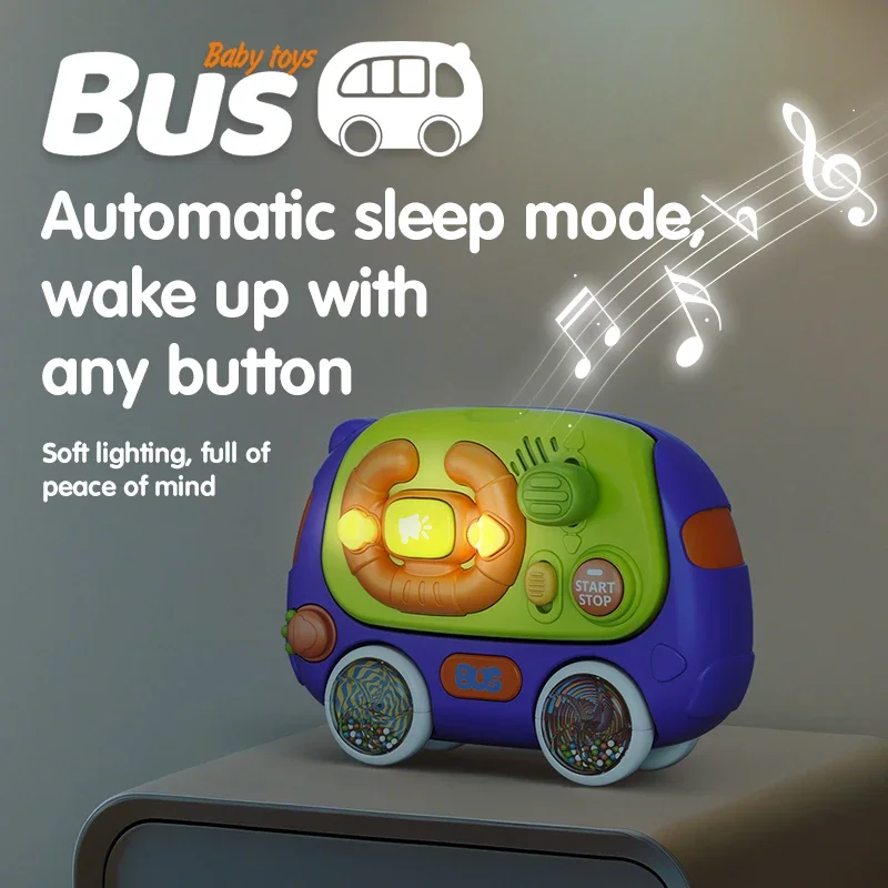 Babymuziekbus Peuterspeelgoed Elektrisch rijdende auto Stuurwiel Vroeg educatief muzikaal speelgoed voor 0-36 maanden Games voor baby's
