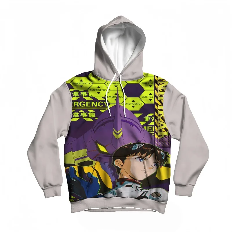 

Мужская толстовка с капюшоном в стиле аниме Neon Genesis Evangelion Shinji Ikari и EVA Unit 01, повседневная уличная одежда с 3D принтом, модный топ