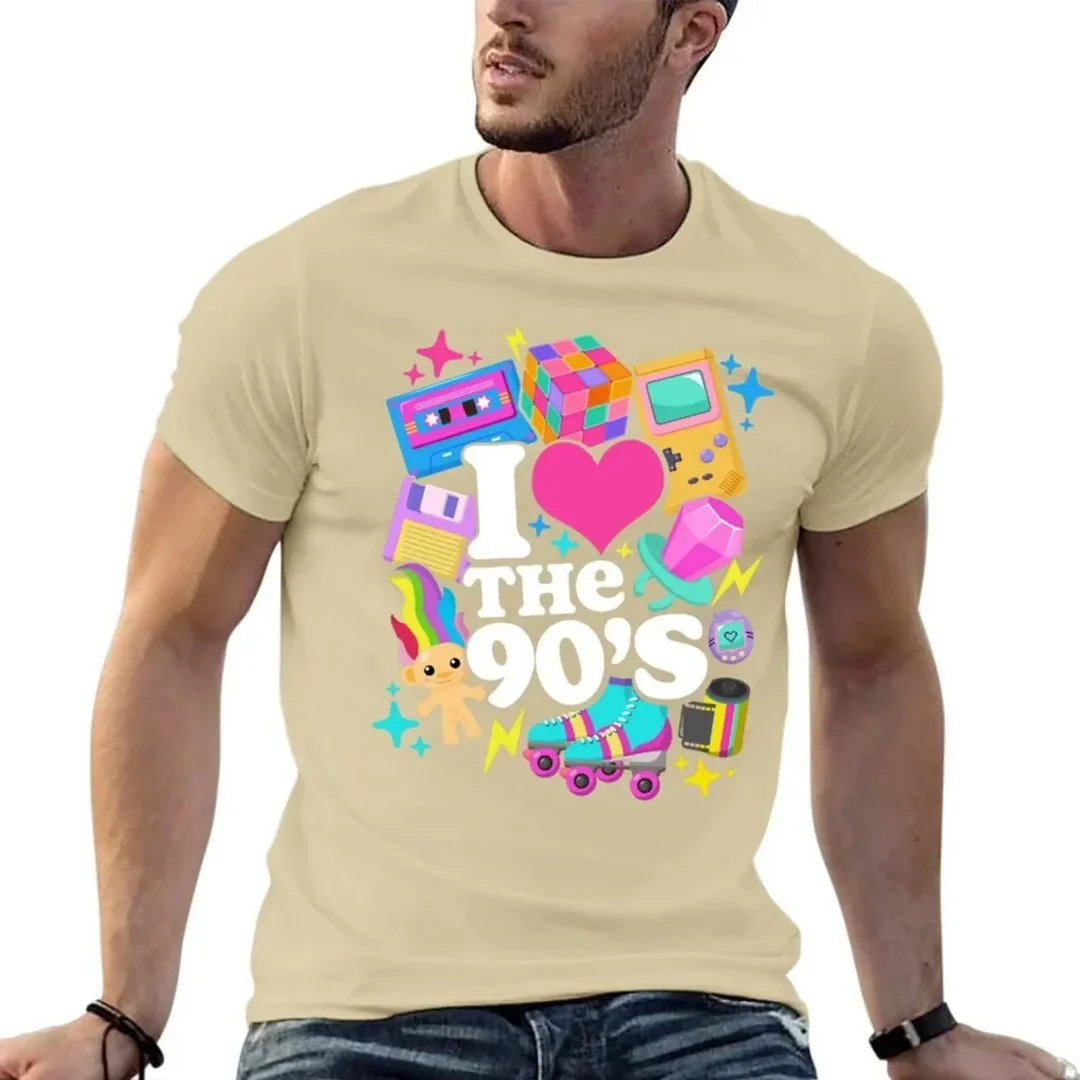 I Love The 90's Retro 90s Costume T-Shirt Anime Figures Summer Clothes Blue Archive Men's T Shirt Trend Street Unisex Clothes