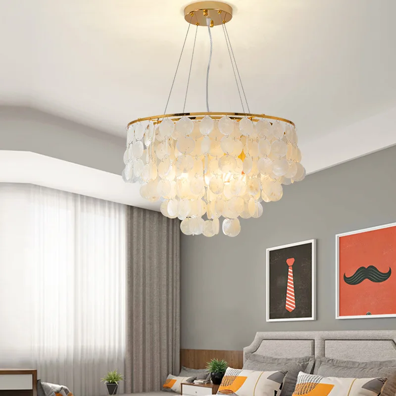 

Modern Shell Slice Chandelier Lights Luxury Natural Hanging Lamp Living Room Bedroom Italian Creative Designer Decor Home