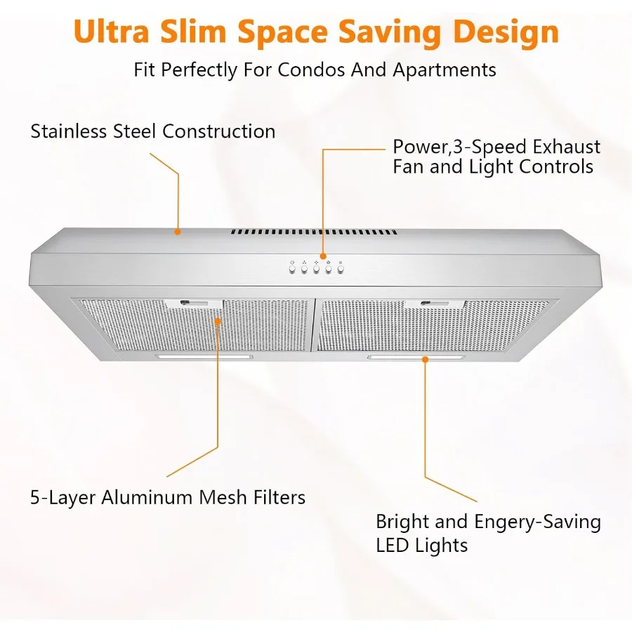 ترقية 600 CFM شفاط المطبخ 30 بوصة تحت خزانة شفاط المطبخ ل القناة/القناة للتحويل الفولاذ المقاوم للصدأ موقد المطبخ تنفيس ث #5
