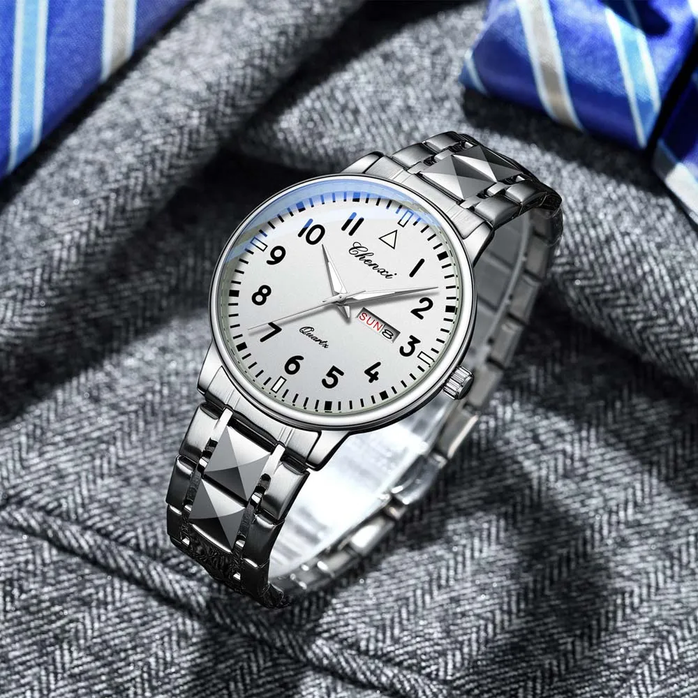 CHENXI ساعة كوارتز رجالية أنيقة الأعمال ساعة اليد التقويم مضيئة مقاوم للماء ساعة اليد الذكور ساعة Relogio