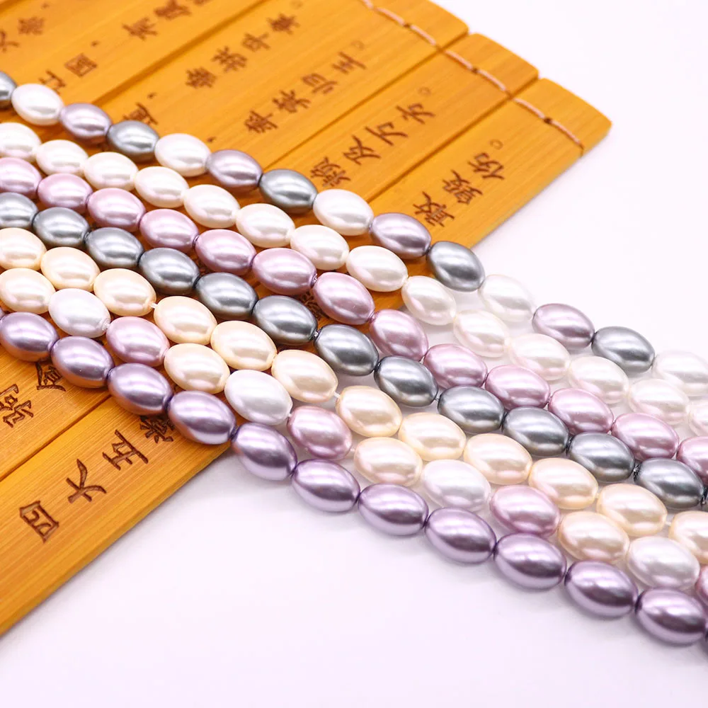 

7-Color Rice-Shaped Glass Imitation Pearl Straight Hole Loose Bead 1 Strand For Handmade Elegant Necklace Bracelet Jewelry Gifts