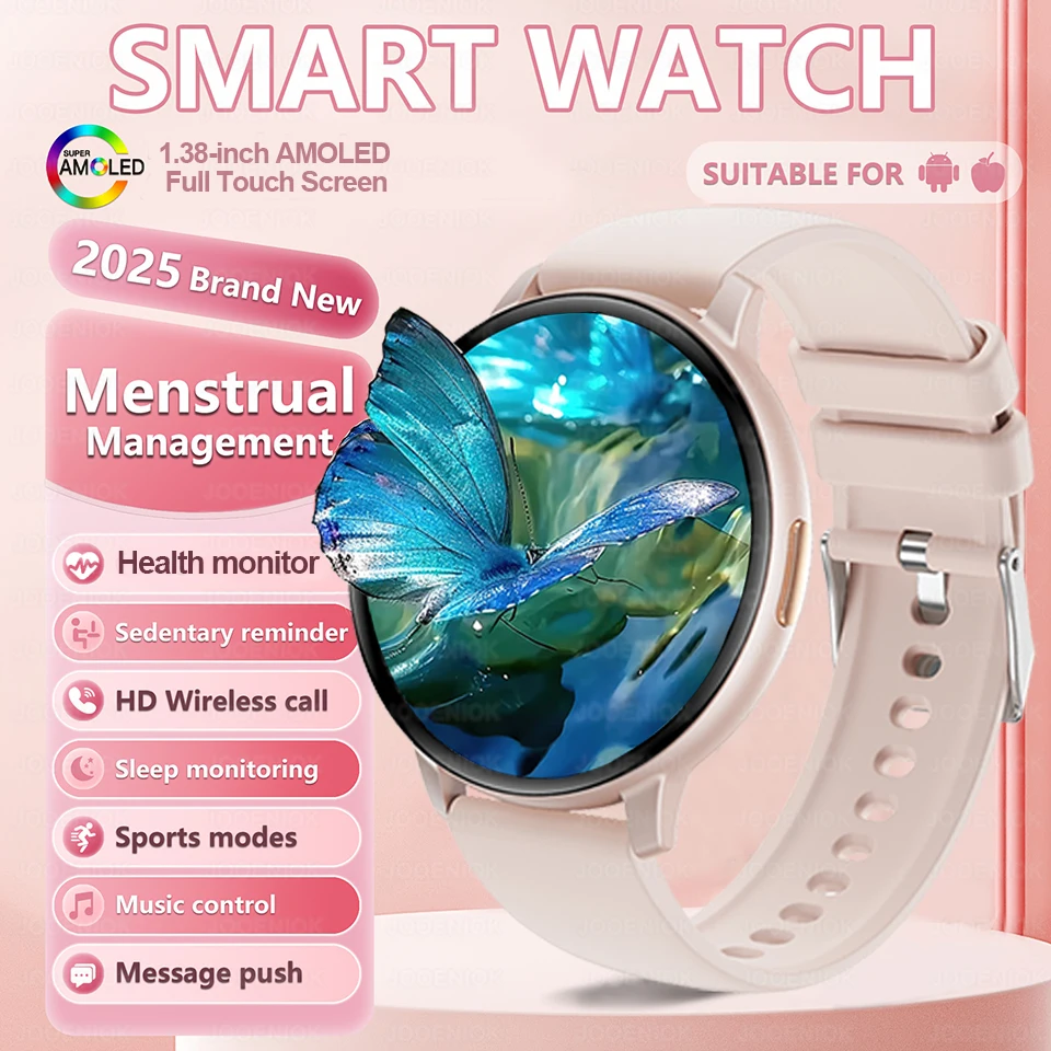

2025 New Fashion Smartwatch Women 1.38-inch AMOLED Screen Bluetooth Call Heart Rate AI Voice Sports Smart Watch For Android iOS