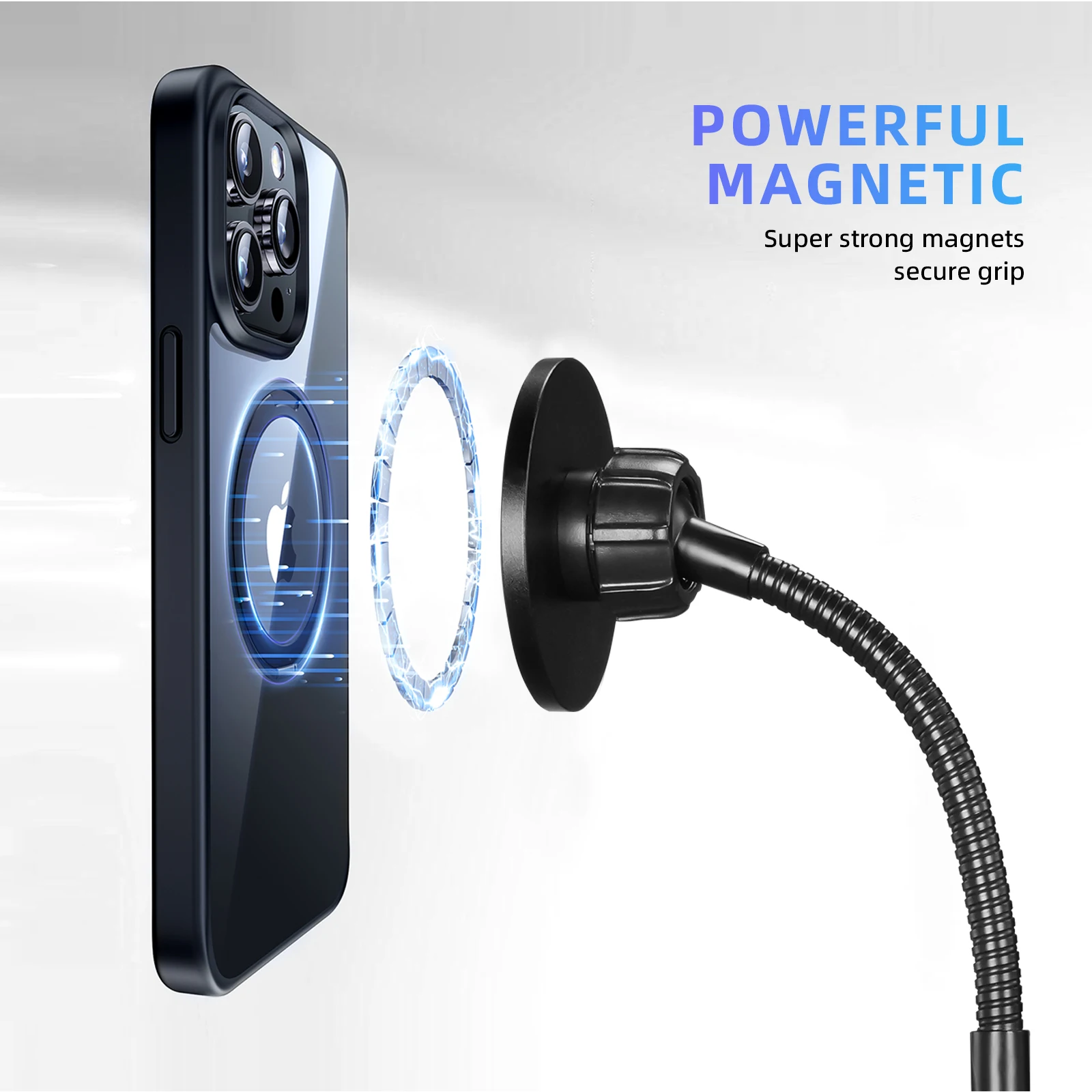 Tripé de telefone magnético com pescoço de ganso flexível de 60 polegadas para iPhone e Android Suporte portátil de alumínio para celular para selfies