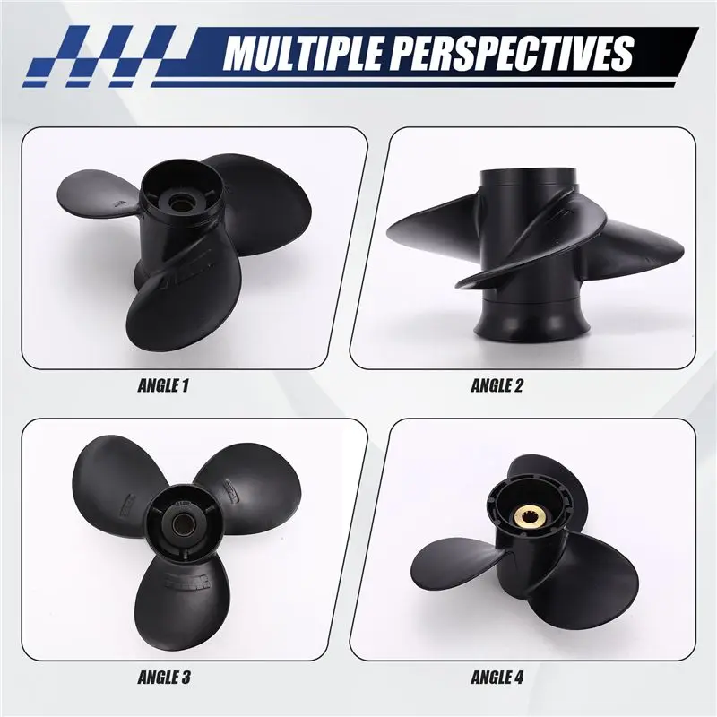 A13F-Outboard Propeller 58100-93723-019 For  8-20Hp 9 1/4 X 9 Aluminum Alloy 3 Blade Black 10 Spline Tooth R Rotation