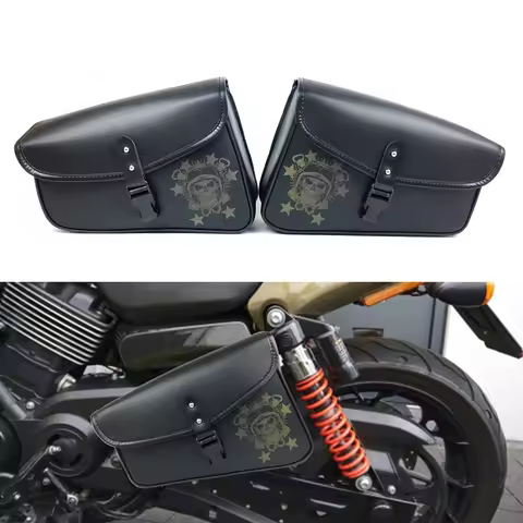 1 Pair Universal Motorcycle PU Leather Saddlebags Side Tool Pouch Bag Luggage Saddle Bag For Harley Sportster XL 883 1200 48 72