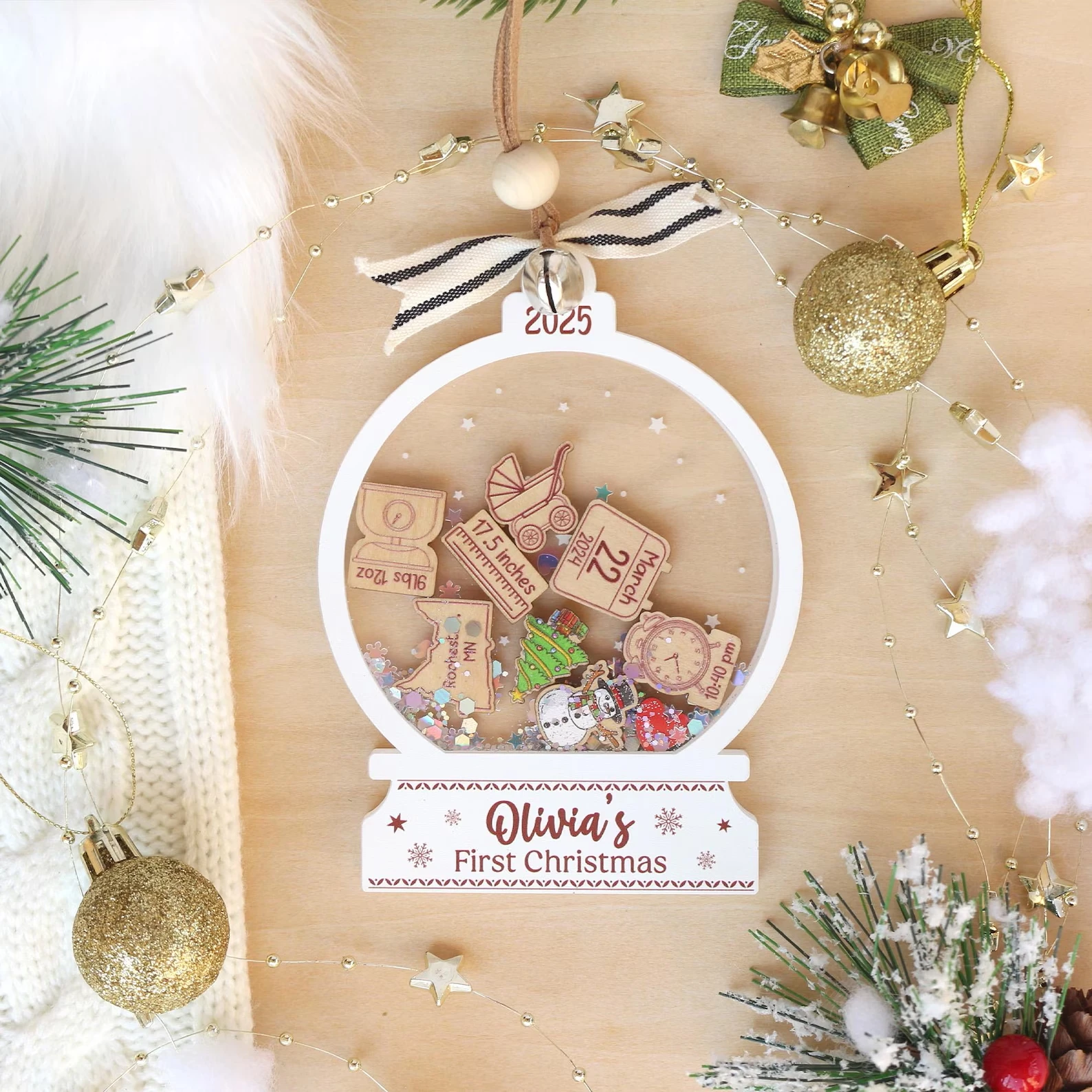 

Baby's First Christmas Ornaments 2025, Personalized Baby 1st Christmas Ornament, Custom Baby Name, New Baby Gift
