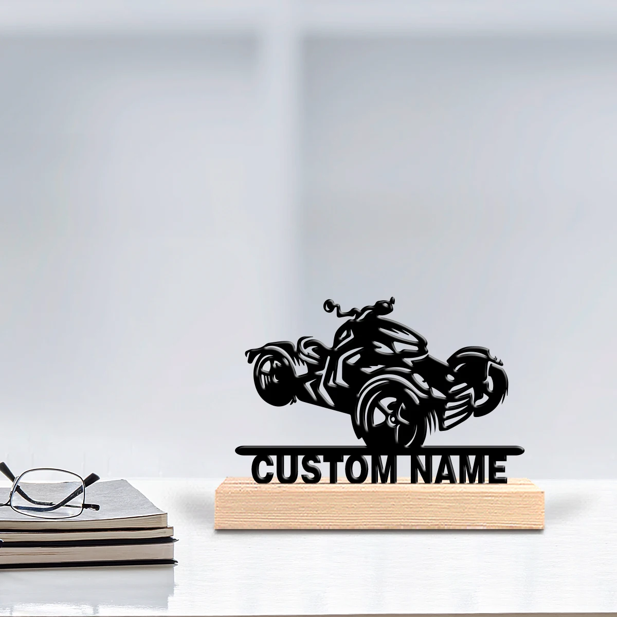 1pc Personalized Custom Off-road motorcycle Metal Statues With Wooden Base Tabletop Decoration Fantasy Desk Sculpture with Woode