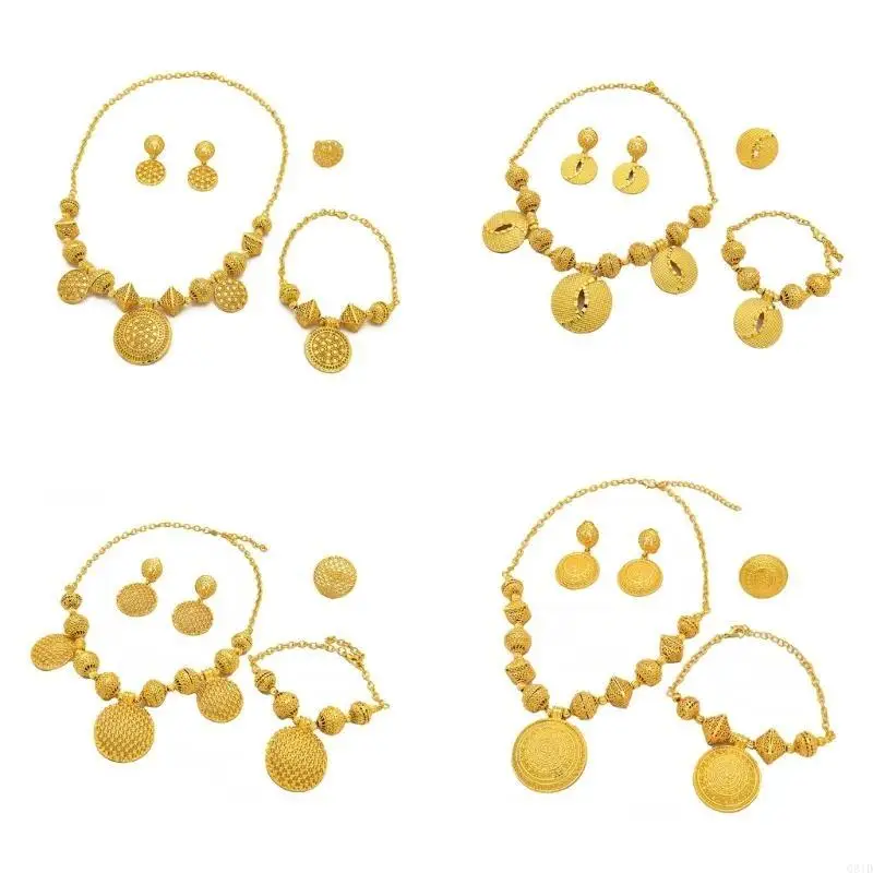 Beautifully Crafted Vietnamese Bridal Jewelry Set Luxurious Bridal Fashion Jewelry Set With Large Pendant Adornment