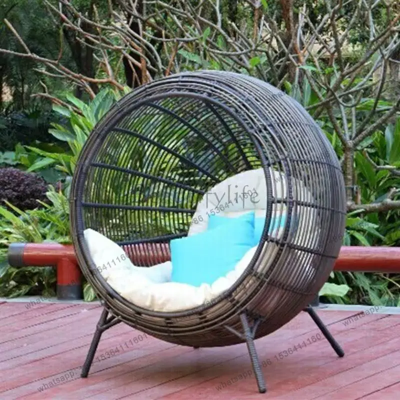 Lazy Rattan Chair Balcony Cradle Bedroom Home Round Homestay Rattan Adult Hanging Swing Chair Recliner