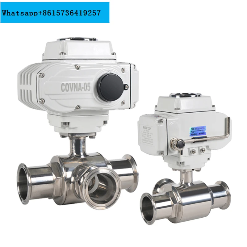 COVNA Motorized Valves Stainless Steel Sanitary 2 inch 110v Tri clamp Electric Actuated 3 Way Ball Valve