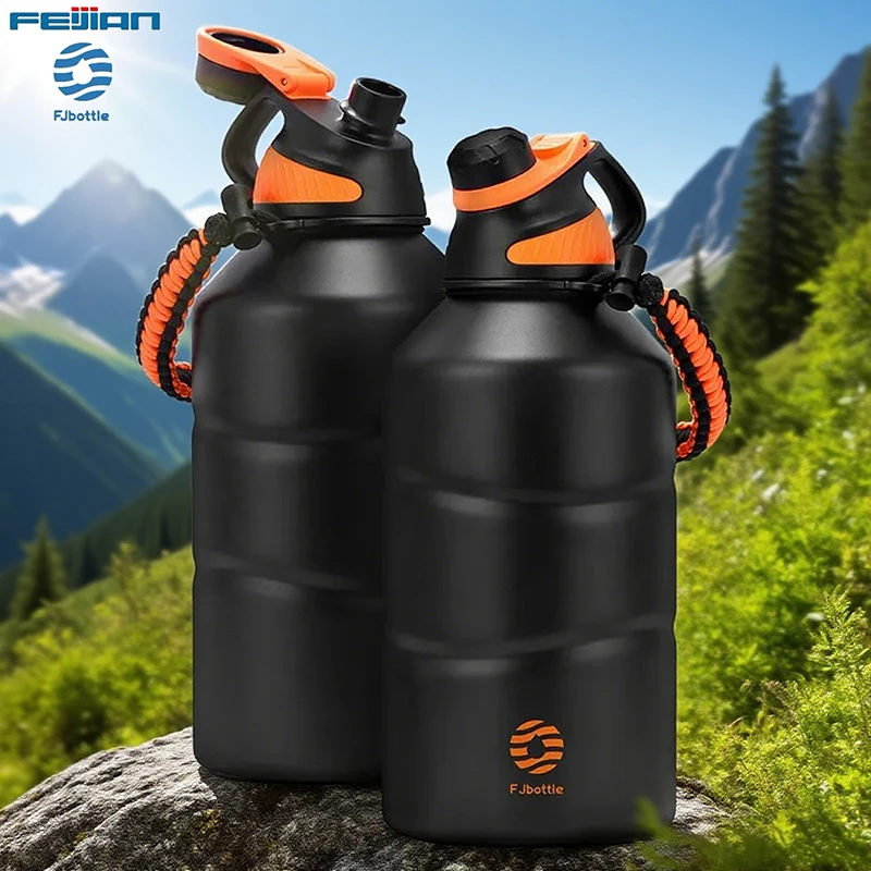 

Fjbottle Stainless Steel Thermal Water Bottle 1.9L Large Capacity Vacuum Flask with Rope Keep Cold and Hot Sports Thermal Bottle