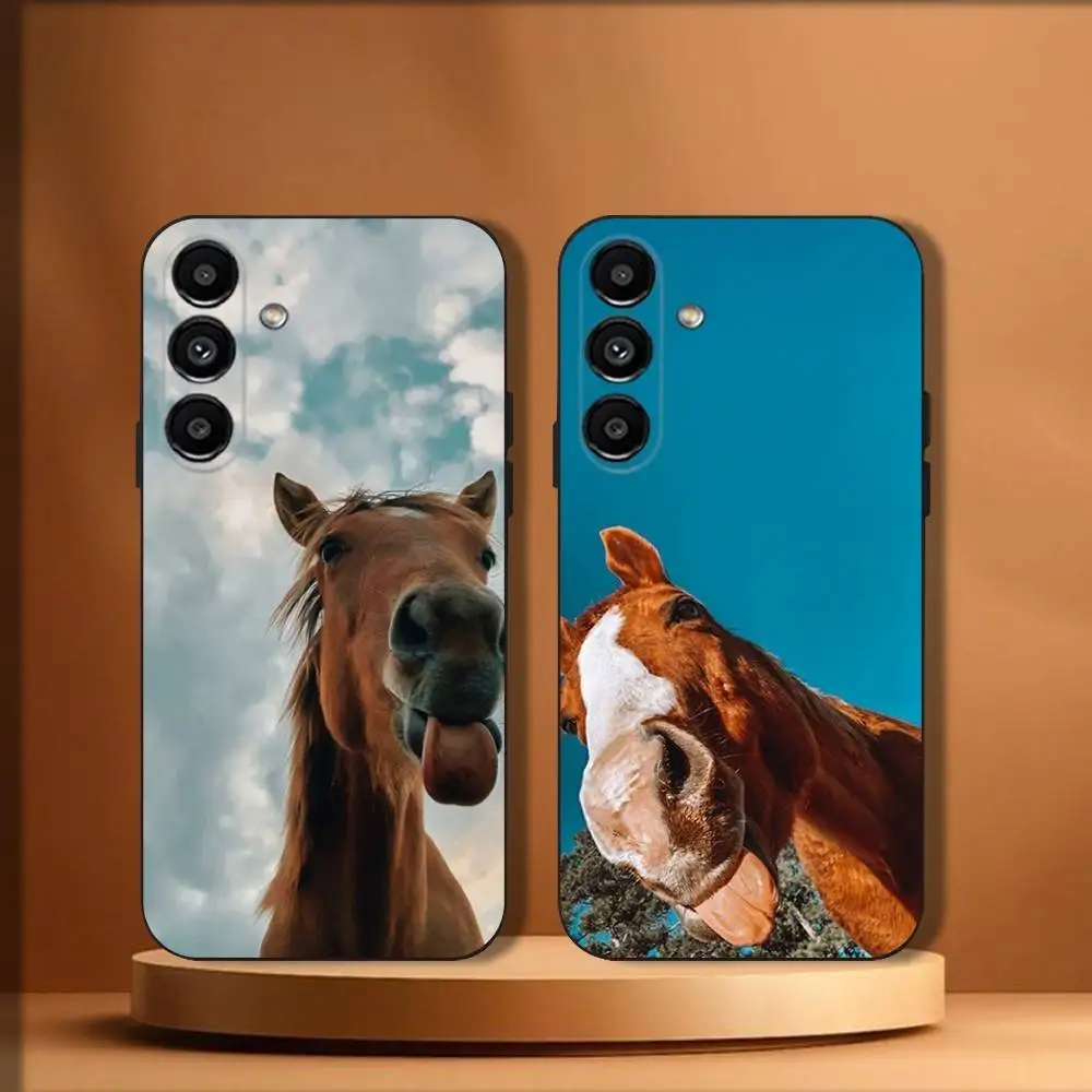 

Funny Horse Phone Case For Samsung Galaxy A73,72,71,A52,51,40,41,A22,A32,31,A13,12,Note20 Soft Black Shell