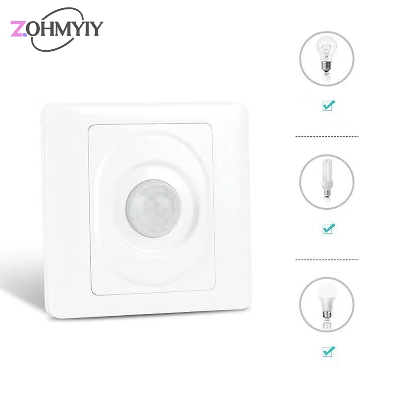 AC 220V LED PIR Motion Sensor Light Switch Infrared Human Body Detection Auto On Off Light Smart Switch For Corridor Staircase G