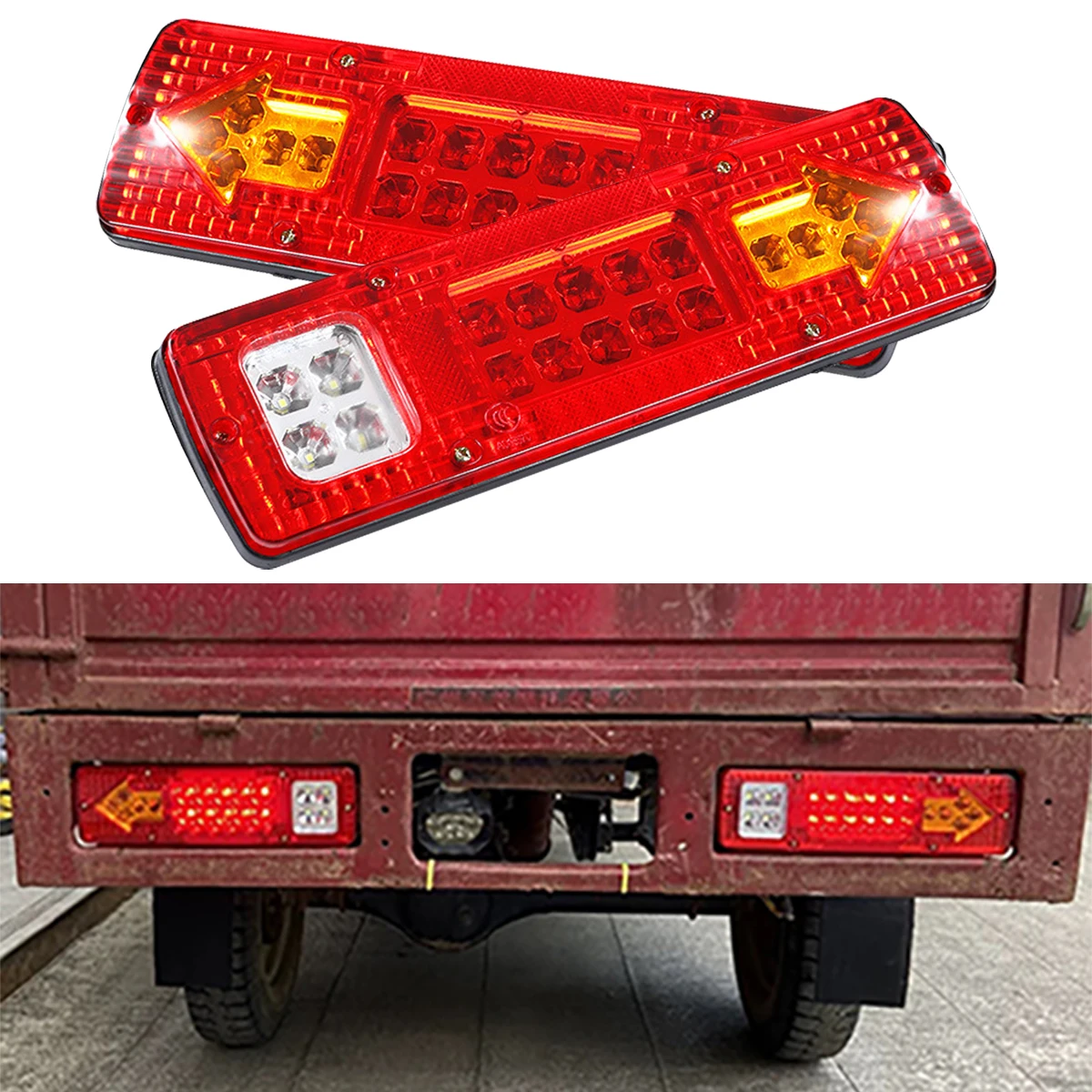 2Pcs 24V 19LED Truck TailLight Bar Turn Signal Lamp Stop Lights For Trailer Pickup Lorries Boat Light Assembly Reversing Lights