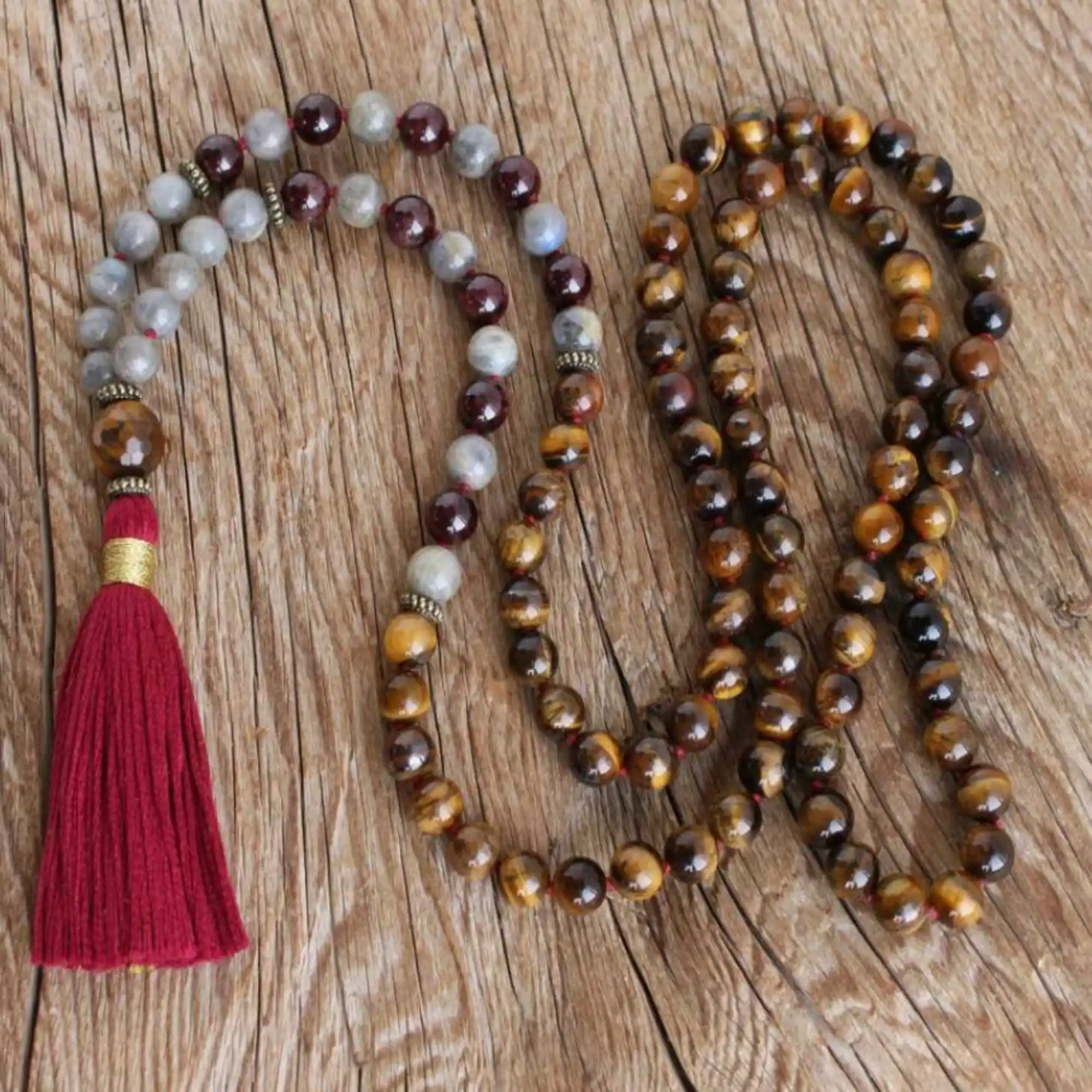 8mm Natural 108 dendrite Tiger's Eye Labrador stone beads necklace Inspiration Fancy Fragrant Spirituality Mala Yoga