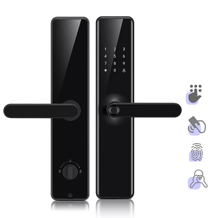 WIFI High Security Fully Automatic Smart Passcode Lock Biometric Fingerprint Automatic Smart Door Lock Phone Black Doorlock