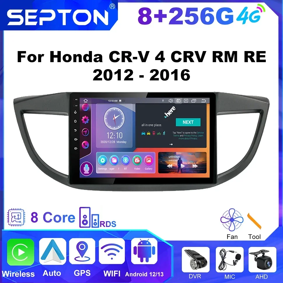 SEPTON Android Car Player Multimedia for Honda CR-V 4 CRV RM RE 2012 - 2016 Car Radio Screen Navi GPS BT Carplay 4G Net 2Din DSP