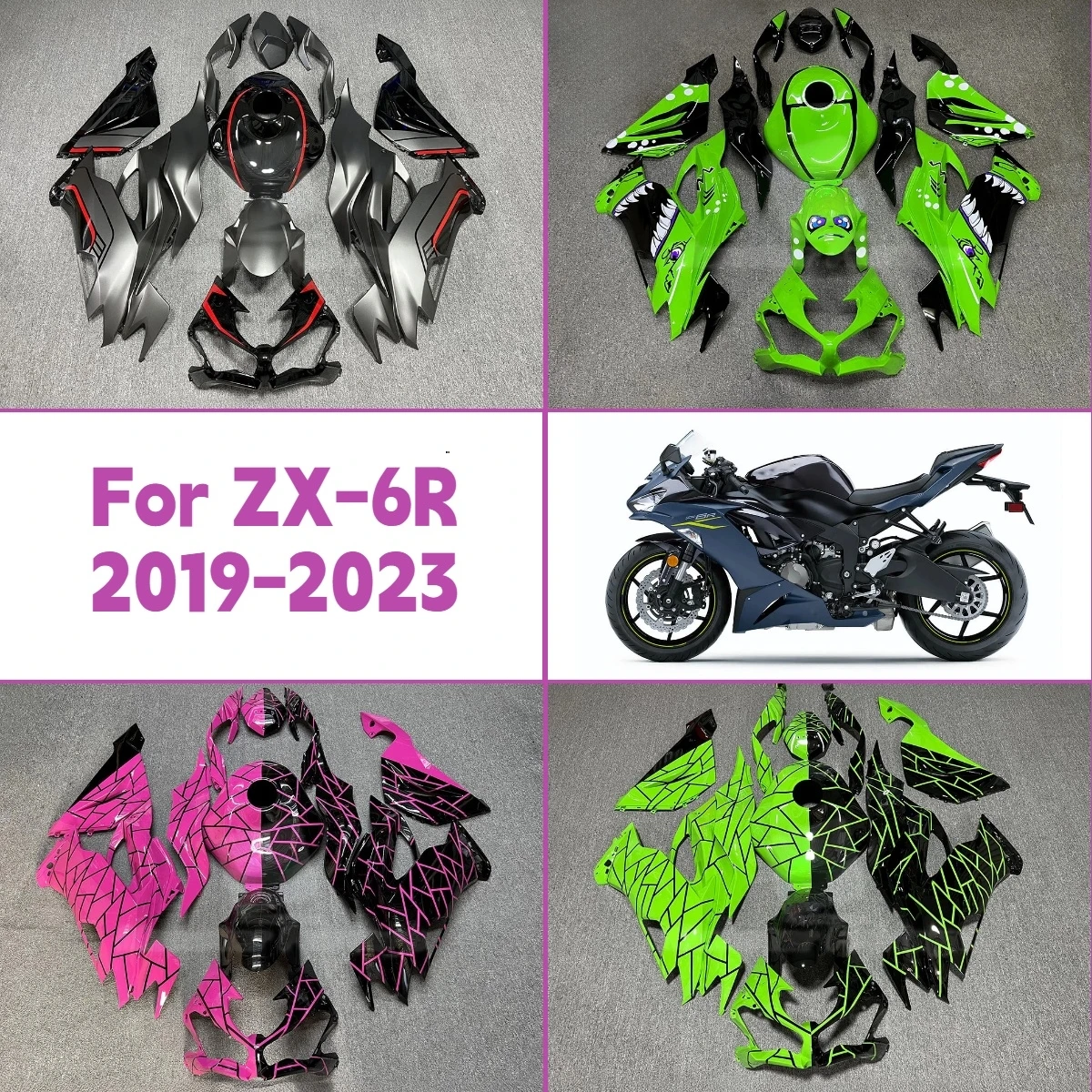 

2019-2023 ZX-6R Full ABS Painted Fairings Injection Molded Fit For 19-23 Kawasaki ZX 6R Fairing Kit